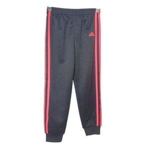Adidas Girls Joggers 6X 3 Stripes Sporty Grey/Pink Sweatpants Activewear